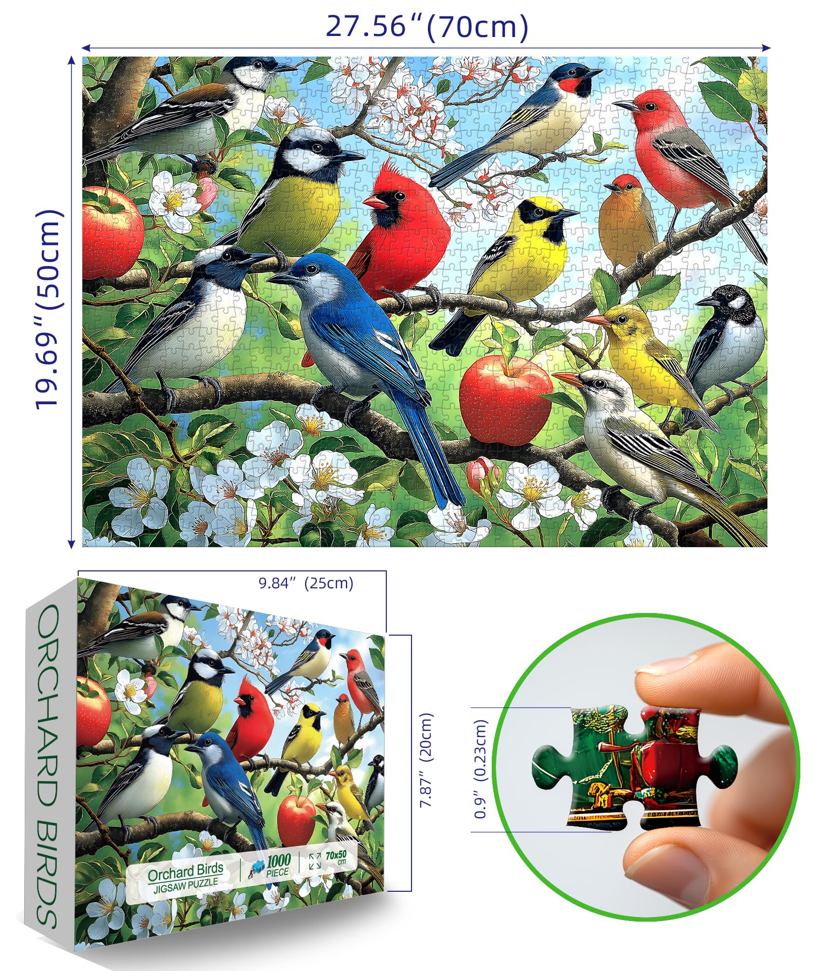 Fiori Uccelli Puzzle da 1000 pezzi per adulti Puzzle unici per adulti 1000 pezzi Puzzle colibrì 1000 pezzi puzzle sfidante per la famiglia (69,8 x 49,8 cm)