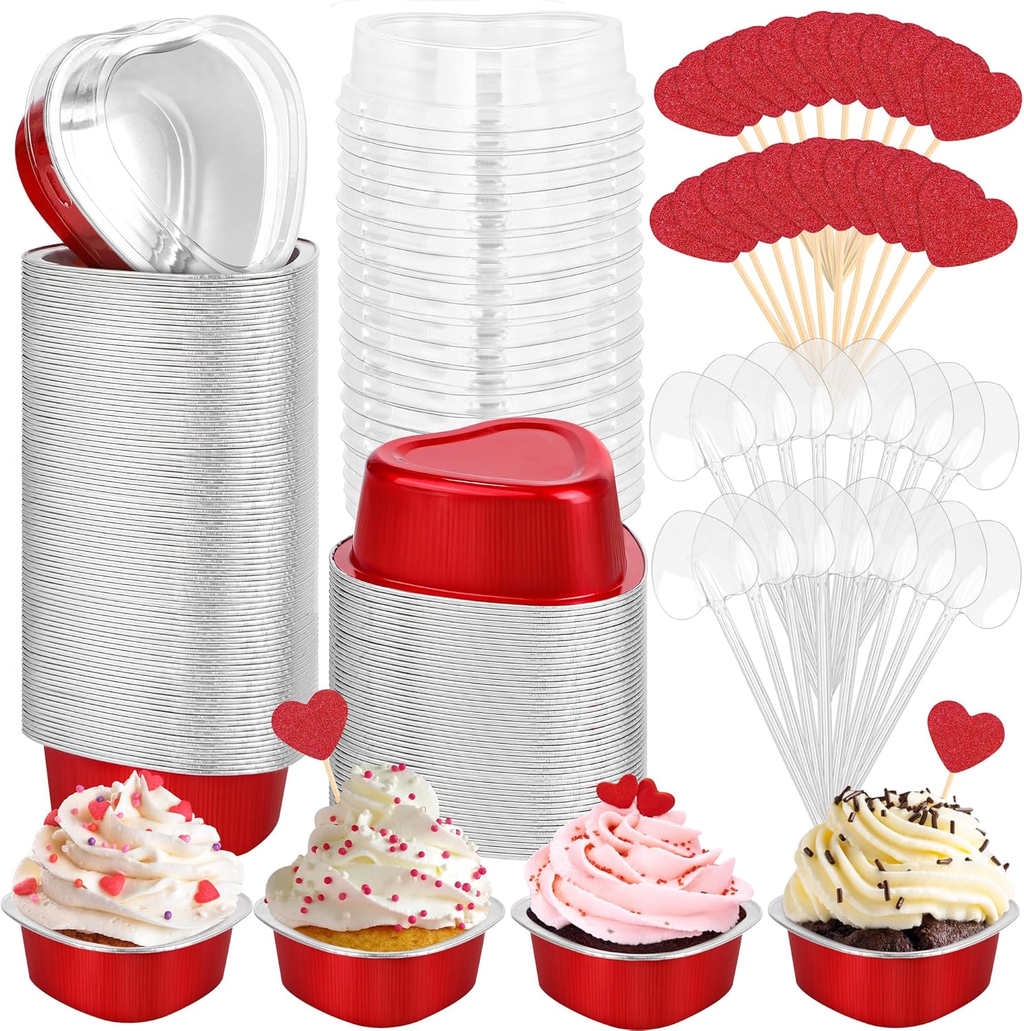 Fovths 120 Sets Valentine's Day Aluminum Foil Heart Shaped