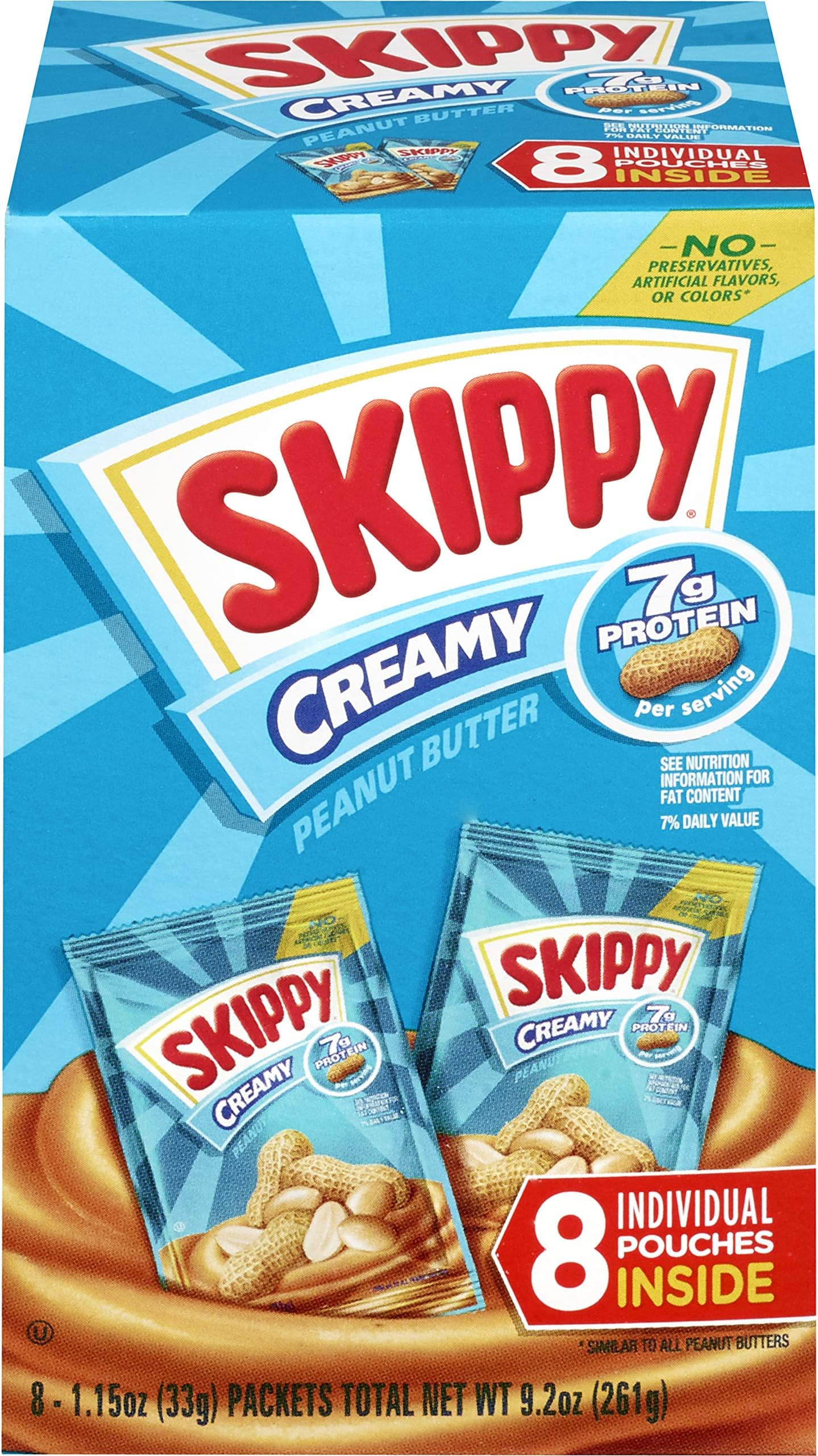 Creamy Peanut Butter Individual Squeeze Packs, 1.15 oz (64 Individual Peanut Butter Packets)