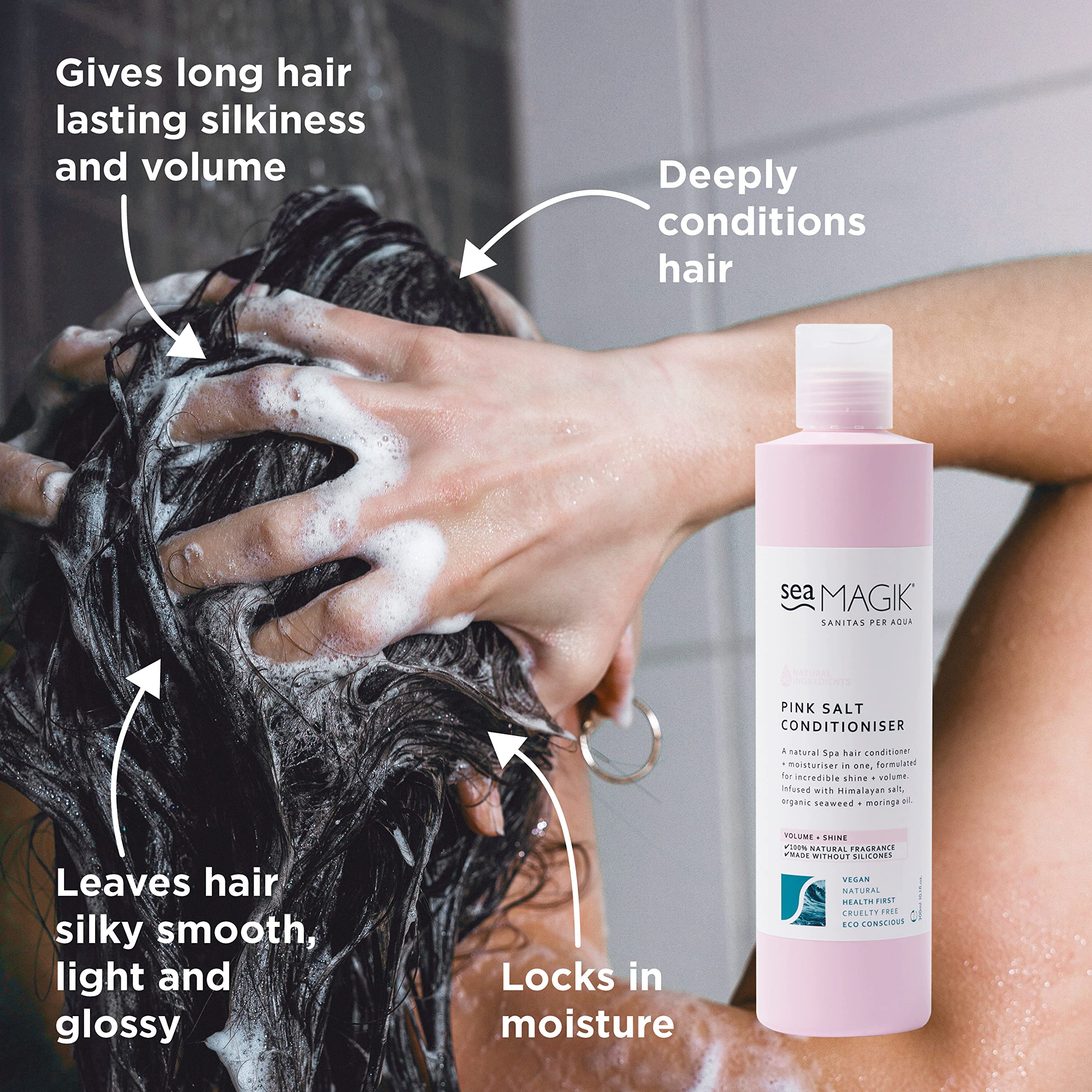 Sea Magik, Pink Salt and Seaweed Conditioner with Moringa Oil, Intensive Natural Hydrating Spa Treatment for Frizzy Dry - Image 2