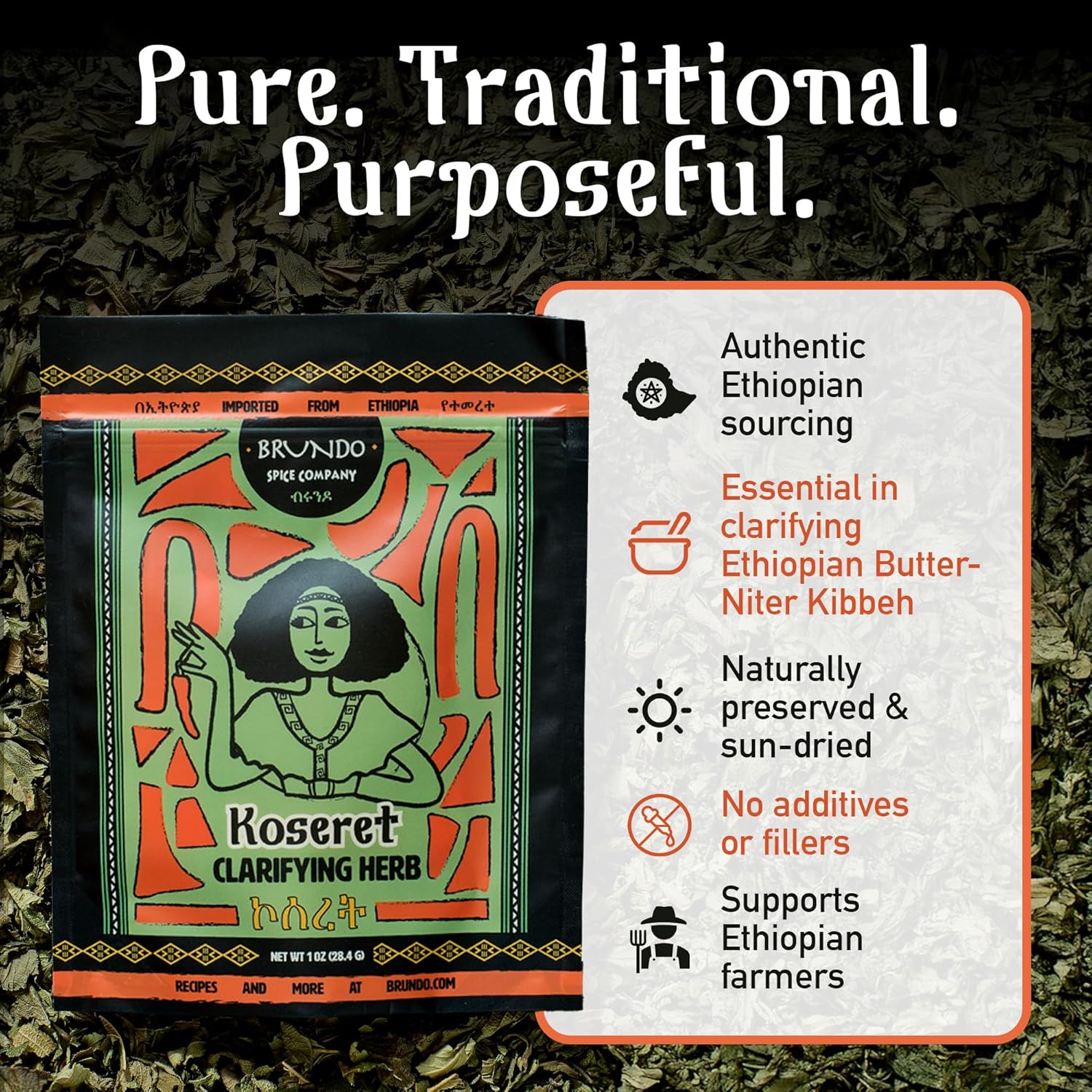 Brundo Market Koseret | Ethiopian Butter Clarifying Herb | Made in Ethiopia | Non-GMO | Organic | Imported from Ethiopia, 2 Ounce (Pack of 1) - Image 4