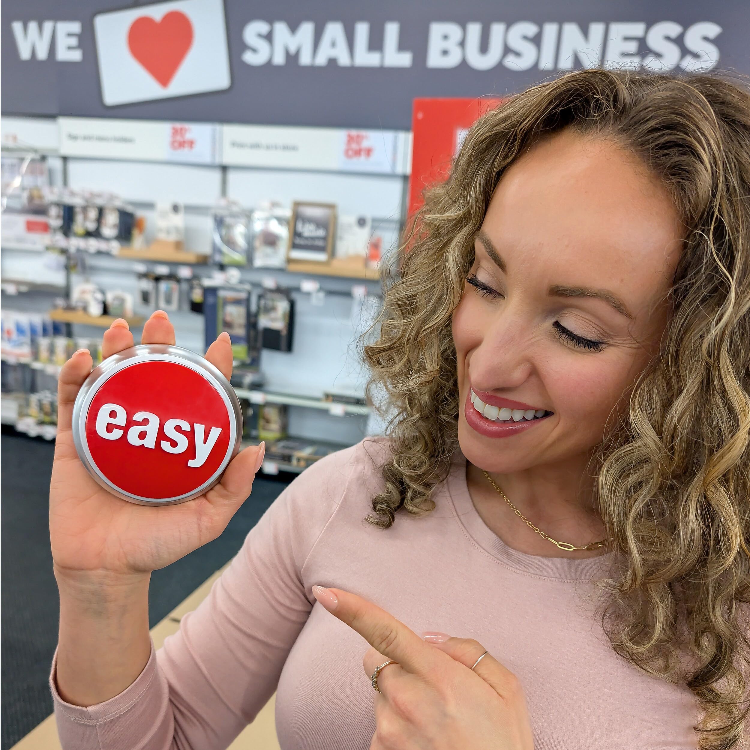 STAPLES Easy Button - Rot/Silber - Stressabbau-Knopf - Button - 3.2 oz - 1 Stück - Batteriebetrieben