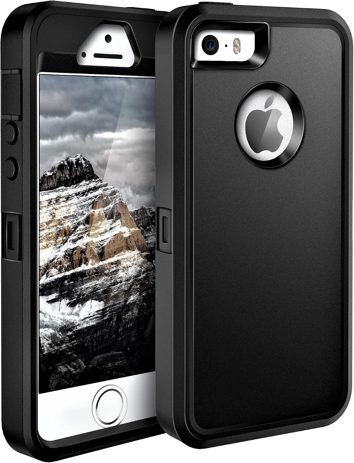 iPhone 5s Case, ECL The Eagle, Tough Case Cover with Belt Clip and Built-in Screen Protector iPhone 5s Case / 5se / 5 / se (NOT for iPhone 5C) (Black/Black)