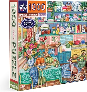 eeBoo Harvest Kitchen 1000 Piece Square Jigsaw Puzzle, 23" x 23"