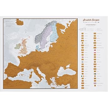 Scratch Europe Map - Scratch Places You Travel! - Cartographic Details - 42 x 29.7 cm