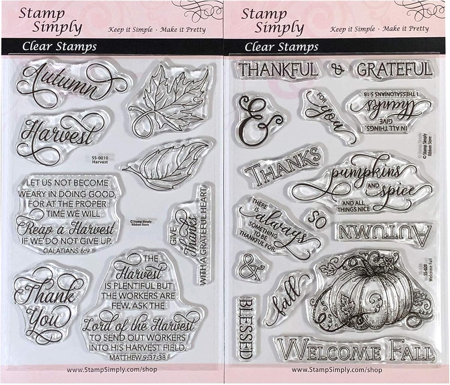 Clear Stamps Thanksgiving Welcome Fall and Harvest Christian Religious (2-Pack) 4x6 Inch Sheets - 24 Pieces