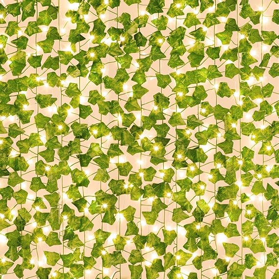 COCOBOO 168Ft 24 Pack Fake Vines with Lights, Ivy Garland