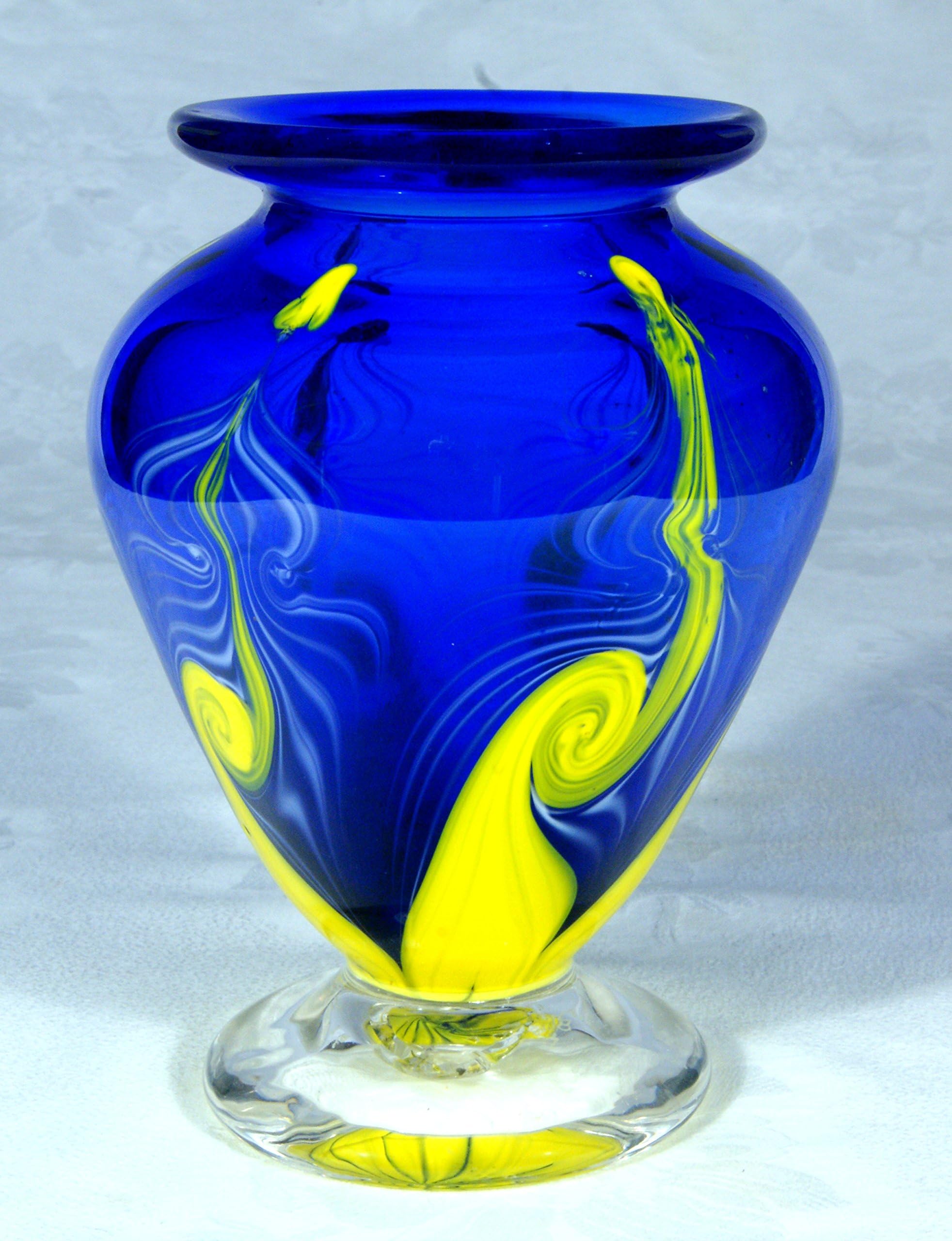 Awesome Stout Vases in Cobalt and Emerald Green with Feathering