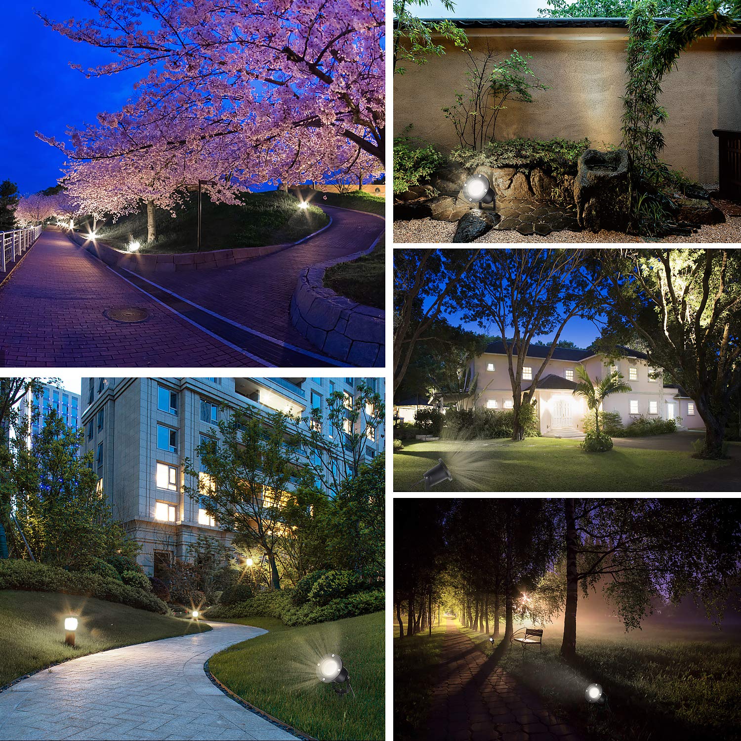 CPROSP 4PCS 5W Faretto da Giardino GU10 Proiettore LED Spot con Picchetto Esterno IP65 Bianco Naturale per Esterno Giardino 4000K, Lampadina LED Inclusa