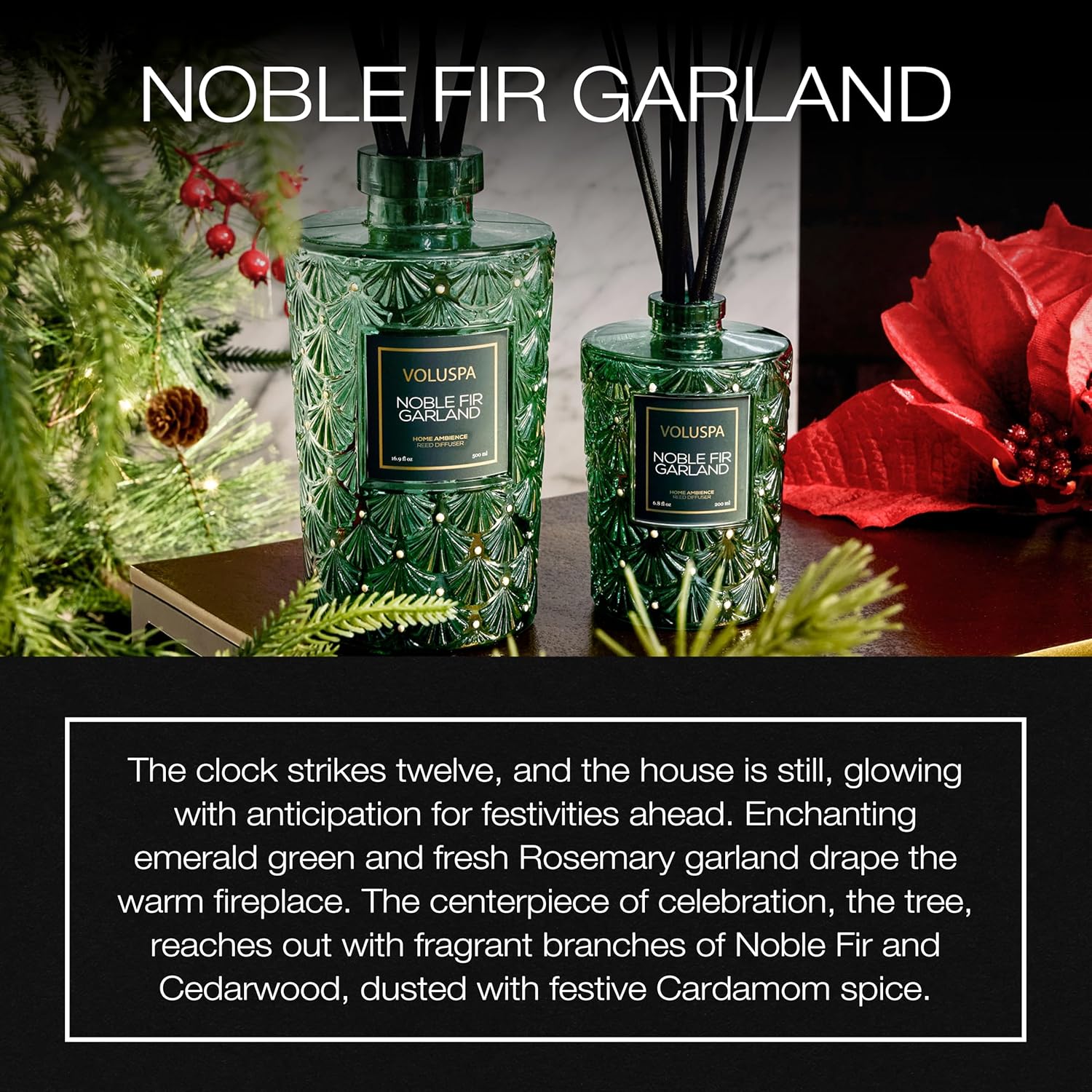 Voluspa Noble Fir Garland Reed Diffuser, 6.8oz, Scented Diffuser for The Home, Handcrafted in The USA - Image 2