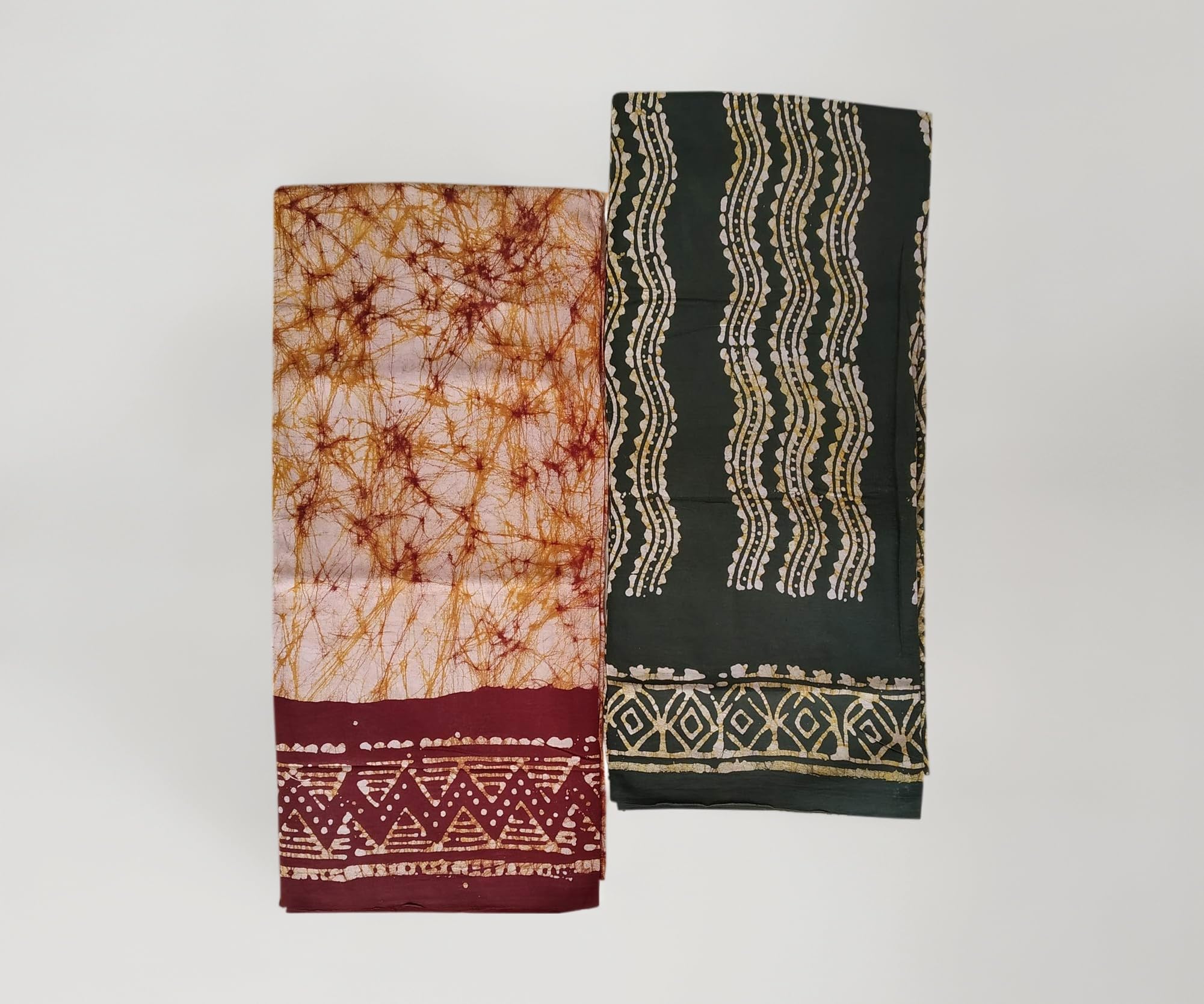 PRIYANSHI MEN'S Pure Cotton wax Batik Handloom Lungis for Men Pack of 2 (2 25 mtr L50)