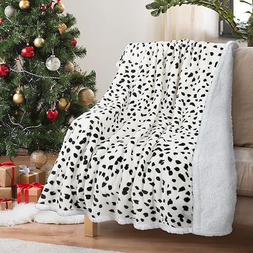 Catalonia Classy Sherpa Fleece Throw Blanket, Warm Thick Soft Winter Fluffy Plush Couch Throw, Reversible Cozy Fleece Blanket Sofa Single Bed, All Season 150 x 130 cm Snow Leopard
