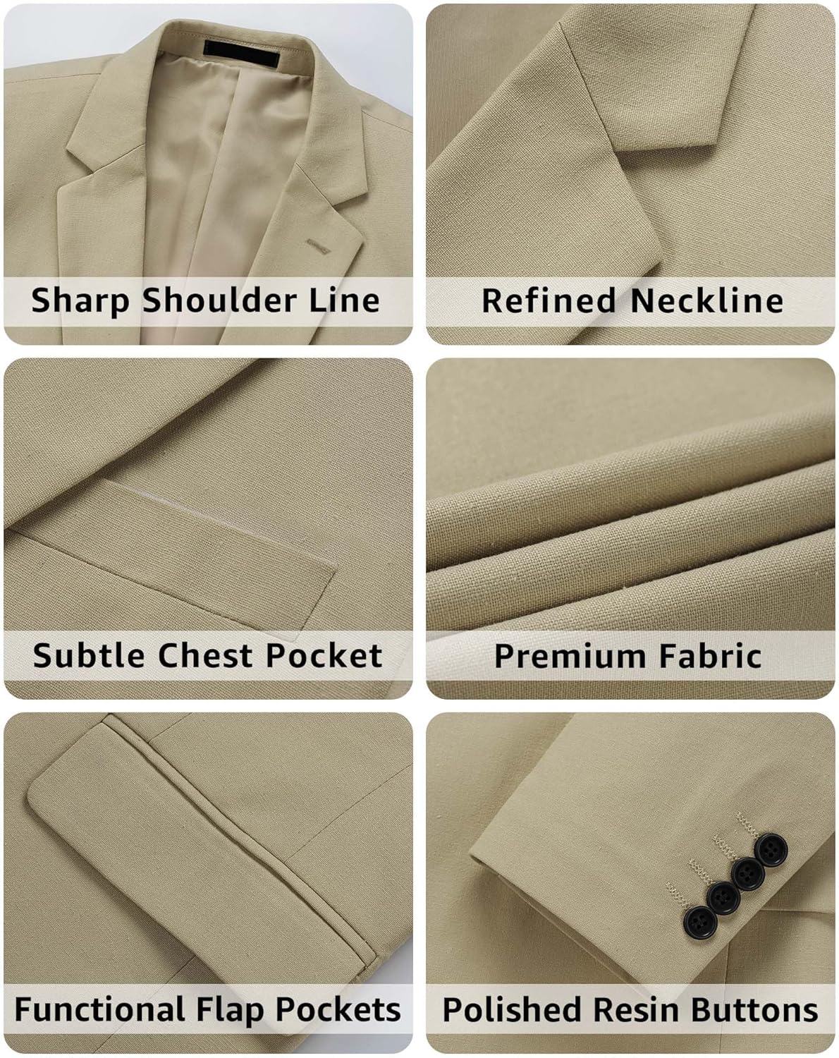 MY'S Men's 2 Piece Regular Fit Linen Suit Set, One Button Lightweight Jacket Pants for Business, Casual, or Prom - Image 3