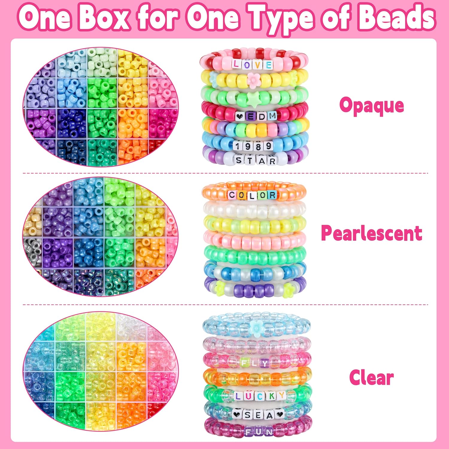Pony Beads for Bracelets, Funtopia 4026 Pcs 72 Colors Multi-Types Kandi Beads with 10 Kandi Cuff Designs, Friendship Bracelet Making Kit with Assorted Letter Bead for Jewelry Making and DIY Crafts - Image 4