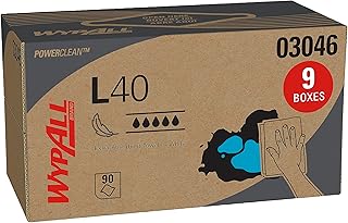 WypAll® PowerClean™ L40 Extra Absorbent Towels (03046), Pop-Up Box, Limited Use Towels, White (90 Sheets/Box, 9 Boxes/Case, 810 Sheets/Case)