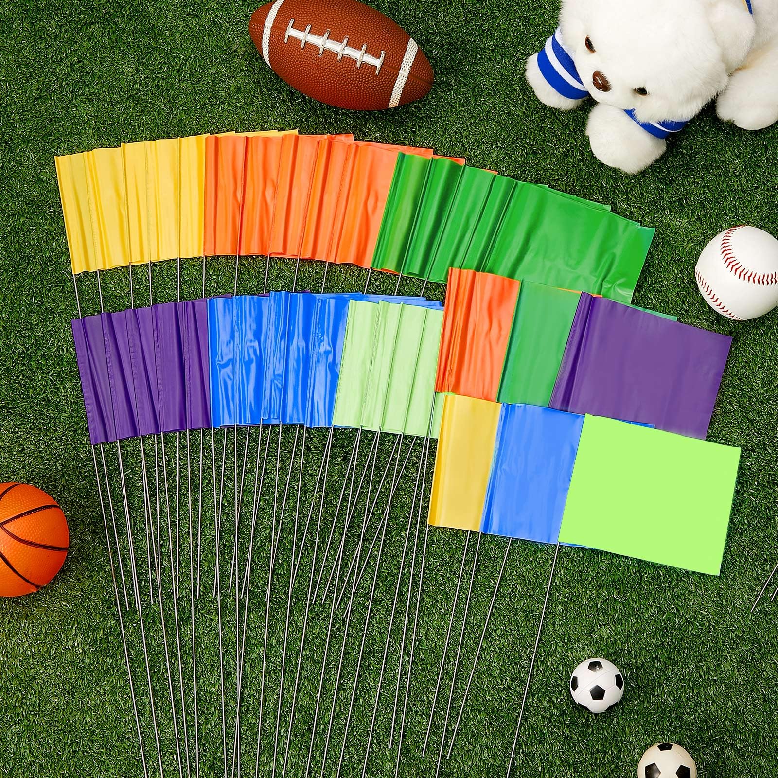 Amylove Markierungsflaggen, 38,1 x 10,2 x 12,7 cm, Markierungsflaggen für Rasen, Hof, Umfrage für Rasenbewässerung, Landschaftszaun, Sprinkler, Haustiertraining (normale Farbe, 300 Stück)