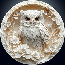 Owl Jigsaw Puzzles 1000 Pieces for Adults - Round Puzzle with 3D Stereo Visual Effect, White Bird Animal Puzzles with Letters on Back, Difficult Hard Challenging Art Puzzle for Home Decor Gift