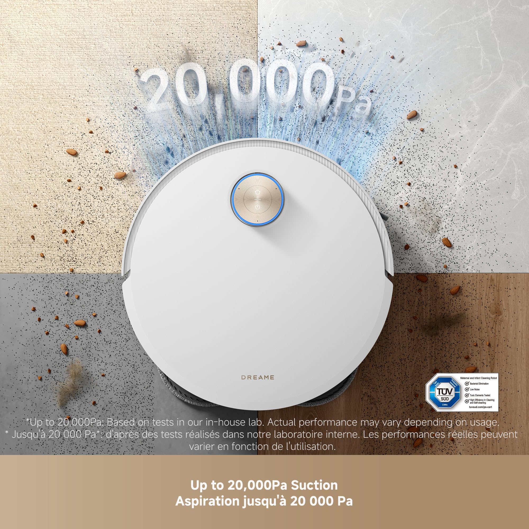 DREAME X50 Ultra Complete Robot Vacuum and Mop with Auto-Empty and Mop Self-Cleaning, 20,000Pa Suction, Obstacle Avoidance and 360° Navigation, Corner to Edge Deep Cleaning, Detangling Brush (White)