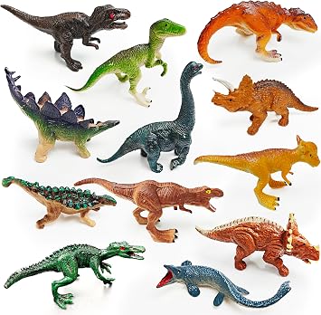12 Dinosaur Figurines for Kids, Plastic Animal Toys Tiny Portable Dinosaur Figures Playset Montessori Toy Educational Game for Homeschool Preschool Toddler Kids