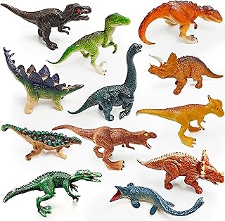 SpriteGru 12 Dinosaur Figurines for Kids, Plastic Animal Toys Tiny Portable Dinosaur Figures Playset Montessori Toy Educational Game for Homeschool Preschool Toddler Kids