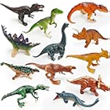 12 Dinosaur Figurines for Kids, Plastic Animal Toys Tiny Portable Dinosaur Figures Playset Montessori Toy Educational Game for Homeschool Preschool Toddler Kids