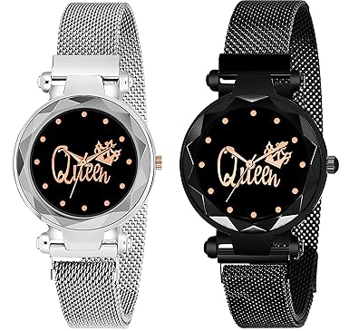 CERO Queen Dial Magnetic Belt Combo Womens and Girls Watches Pack of 2