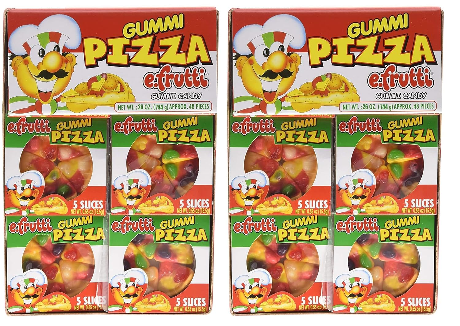 E.Frutti Gummi Pizza by E-Fruitti 48 Count (Net Wt. 26oz) Two Pack, 0.55 Ounce (Pack of 48)Two Pack