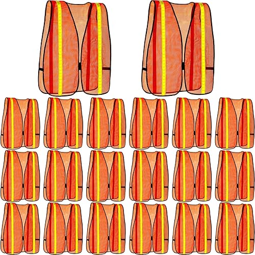 Haysandy 20 paquetes de chaleco de seguridad reflectante de alta visibilidad, tiras de malla de neón, tamaño universal para hombres al aire libre