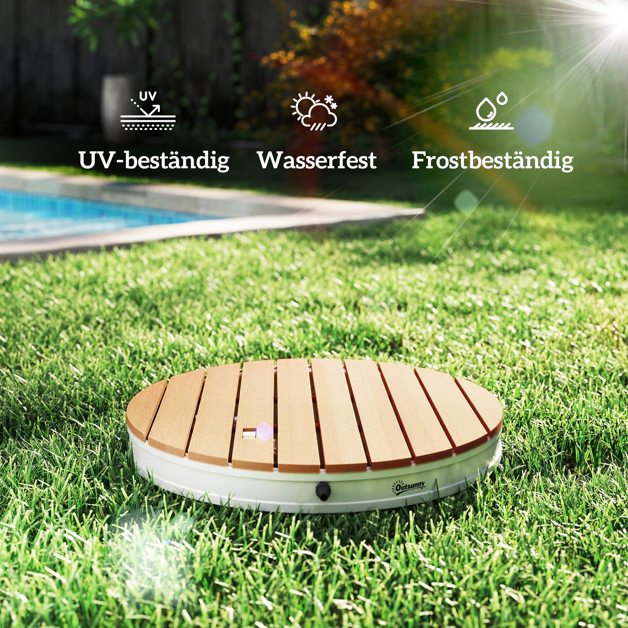 Outsunny Prysznic z regulowanym podnóżkiem aluminiowy Ø70,5 cm okr.