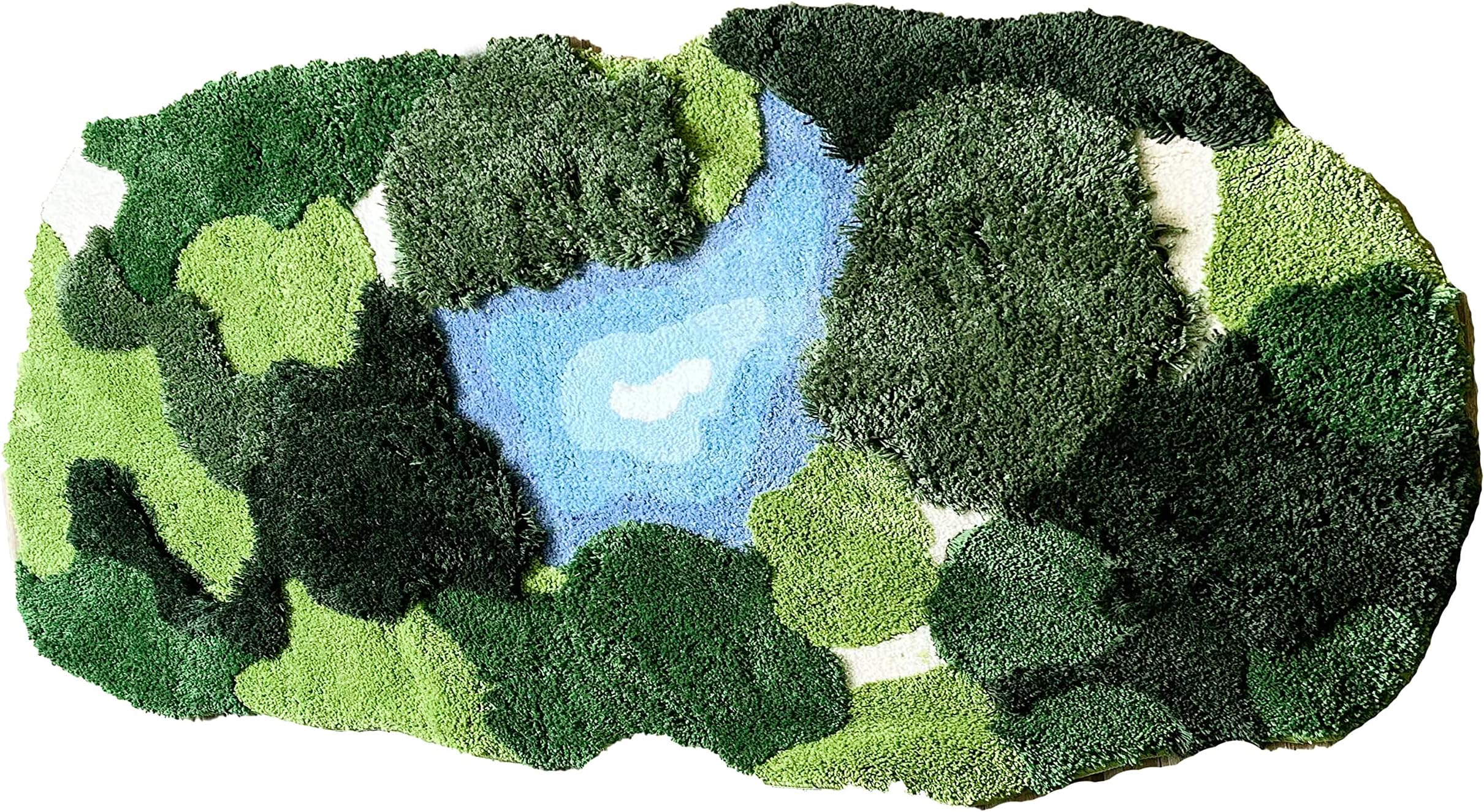 YIHOUSE Modern Round Area Rug, Grass Green Moss Aesthetic