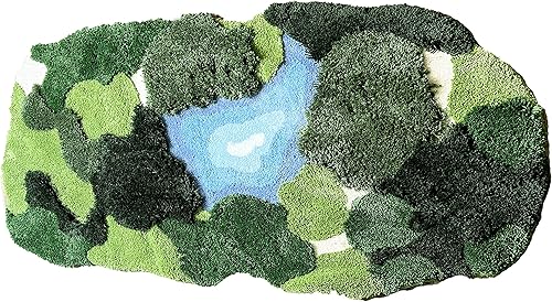 Alfombra de césped 3D de musgo 3D de 3 x 5 pies, alfombra de césped antideslizante para interiores, alfombra de baño ultra suave y lavable para