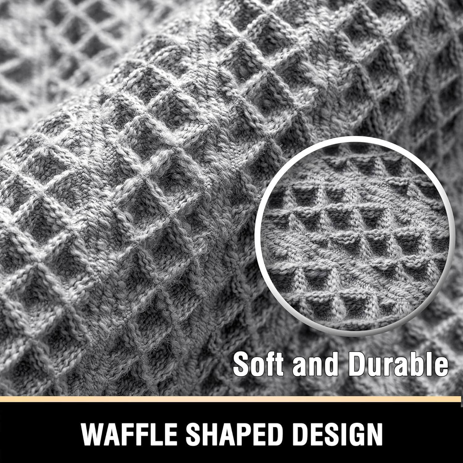 H.VERSAILTEX Waffle Bath Mat Super Absorbent Boho Bath Mat Non Slip Bath Rugs for Bathroom Floor Machine Washable Dry Fast Bathroom Rugs with Tassels, 17" x 24", Dove - Image 3