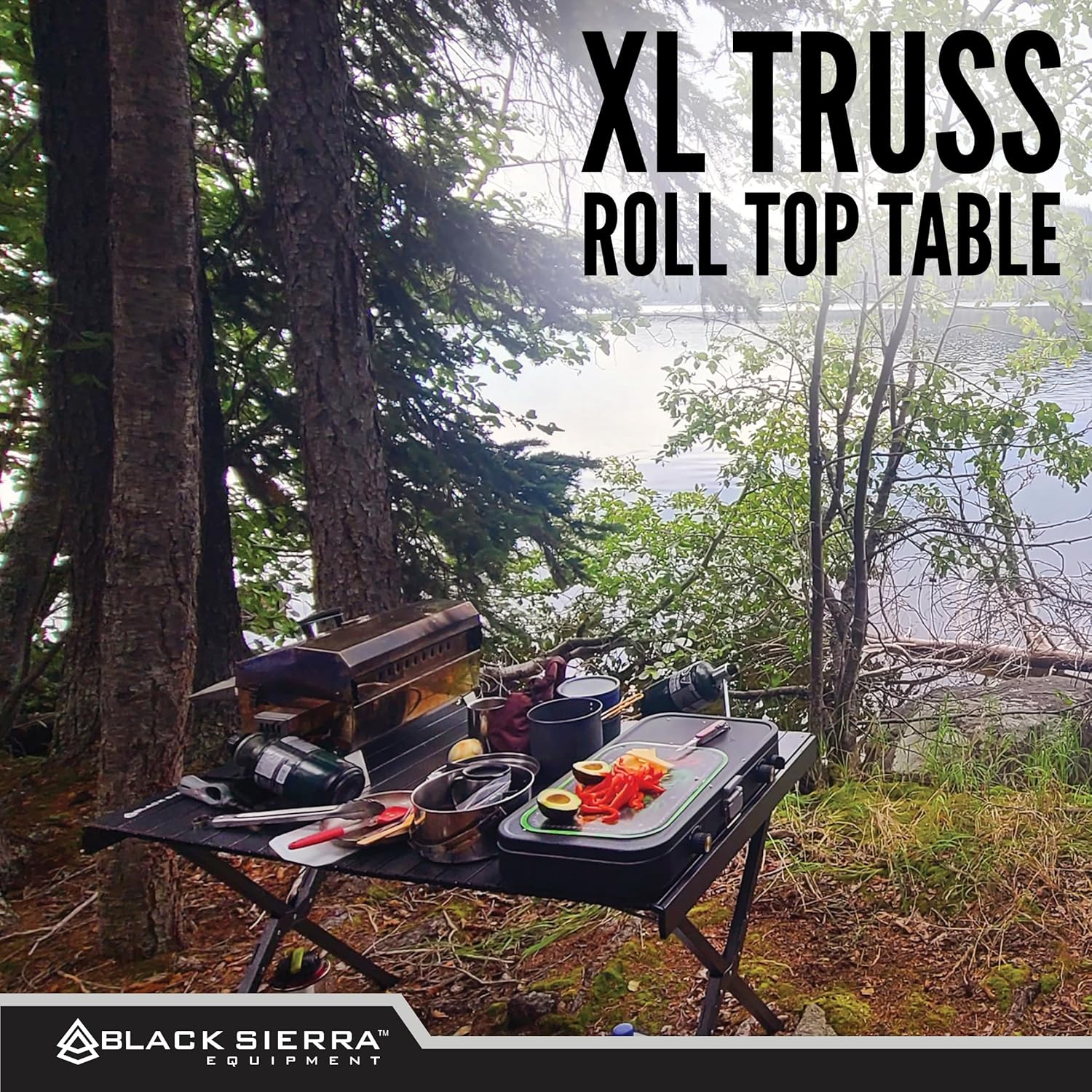 Black Sierra XL Folding Portable Camping Table, Lightweight Table for Indoor/Outdoor use, Tailgating & Picnic, Foldable Outdoor Carry Bag