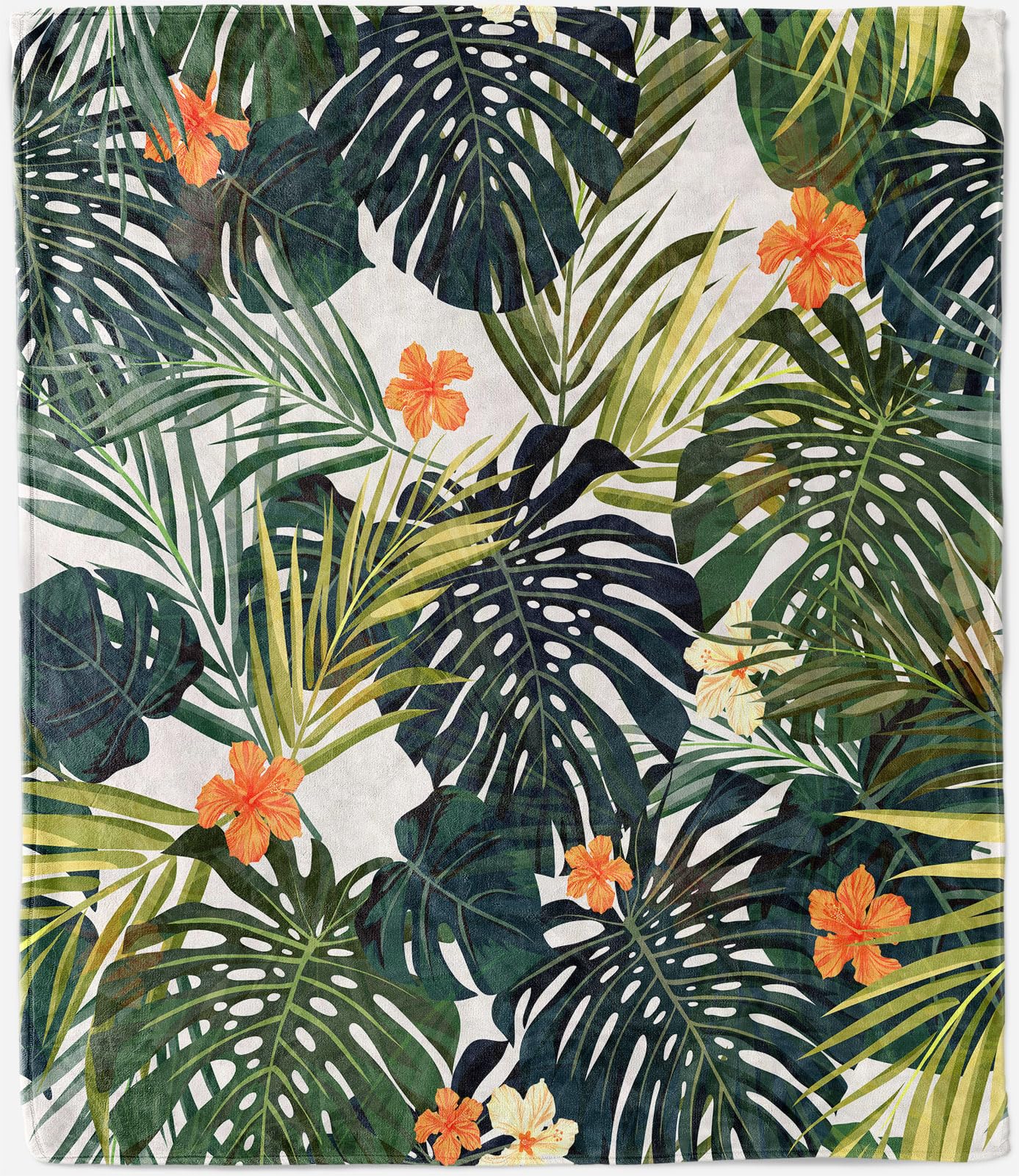 ANHOPE Tropical Blanket Soft Lightweight Flannel Fleece Throw Blanket for Couch Sofa Bed Jungle Plant Palm Leaf Print Pattern All Season Decorative Throw for Kids Baby Toddler 100 x 130 cm — image 1