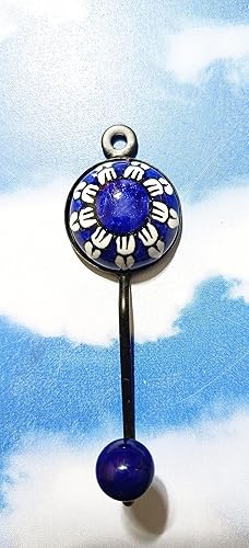 Miniatura 6 de PARIJAT HANDICRAFT Gancho decorativo de cerámica floral de metal colgante de cerámica, ganchos individuales montados en la pared, ganchos