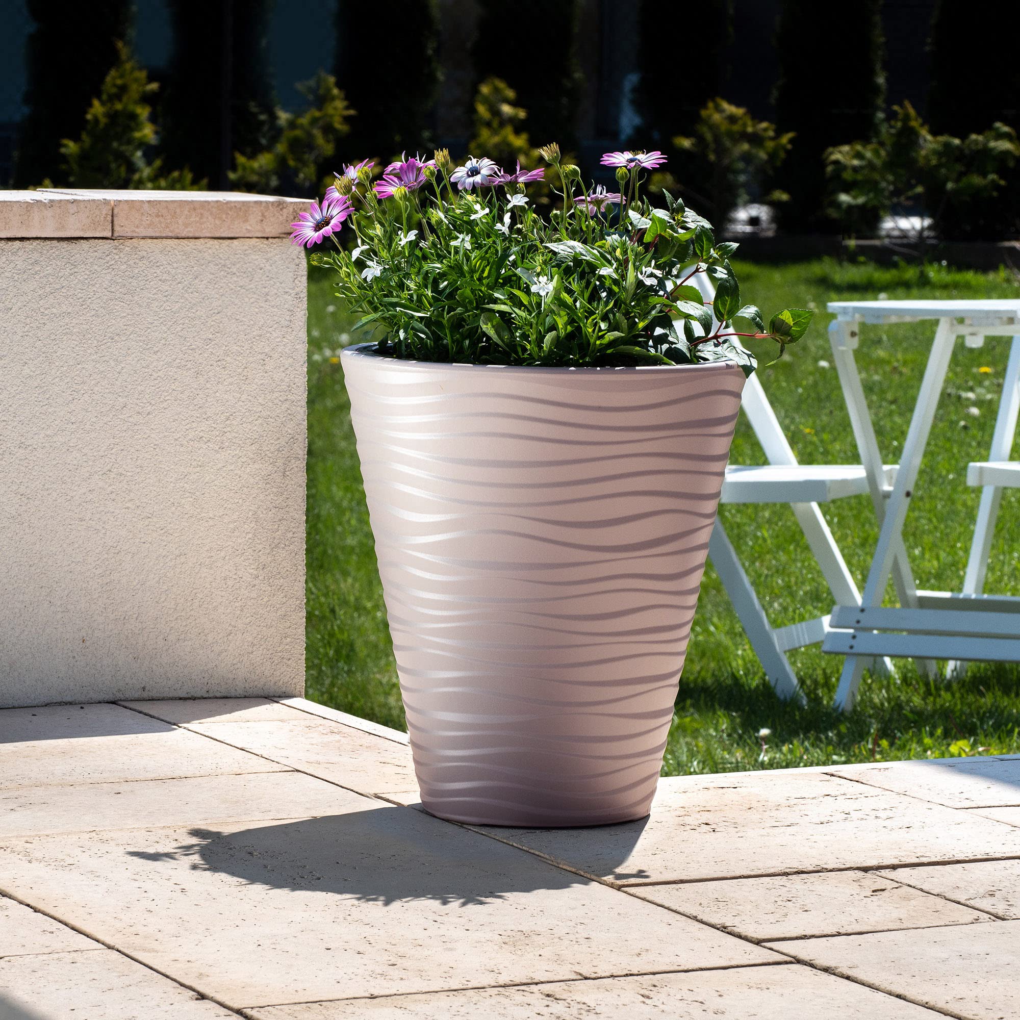 KADAX Pot de Fleurs Haut pour Intérieur et Extérieur, Jardinière avec Grande Taille et Conception Résistante aux Intempéries, Grand Bac à Fleur (Beige, 40 cm)
