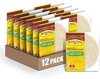 Old El Paso Flour Tortillas for Soft Tacos and Fajitas, Meal Prep, 10 Ct...