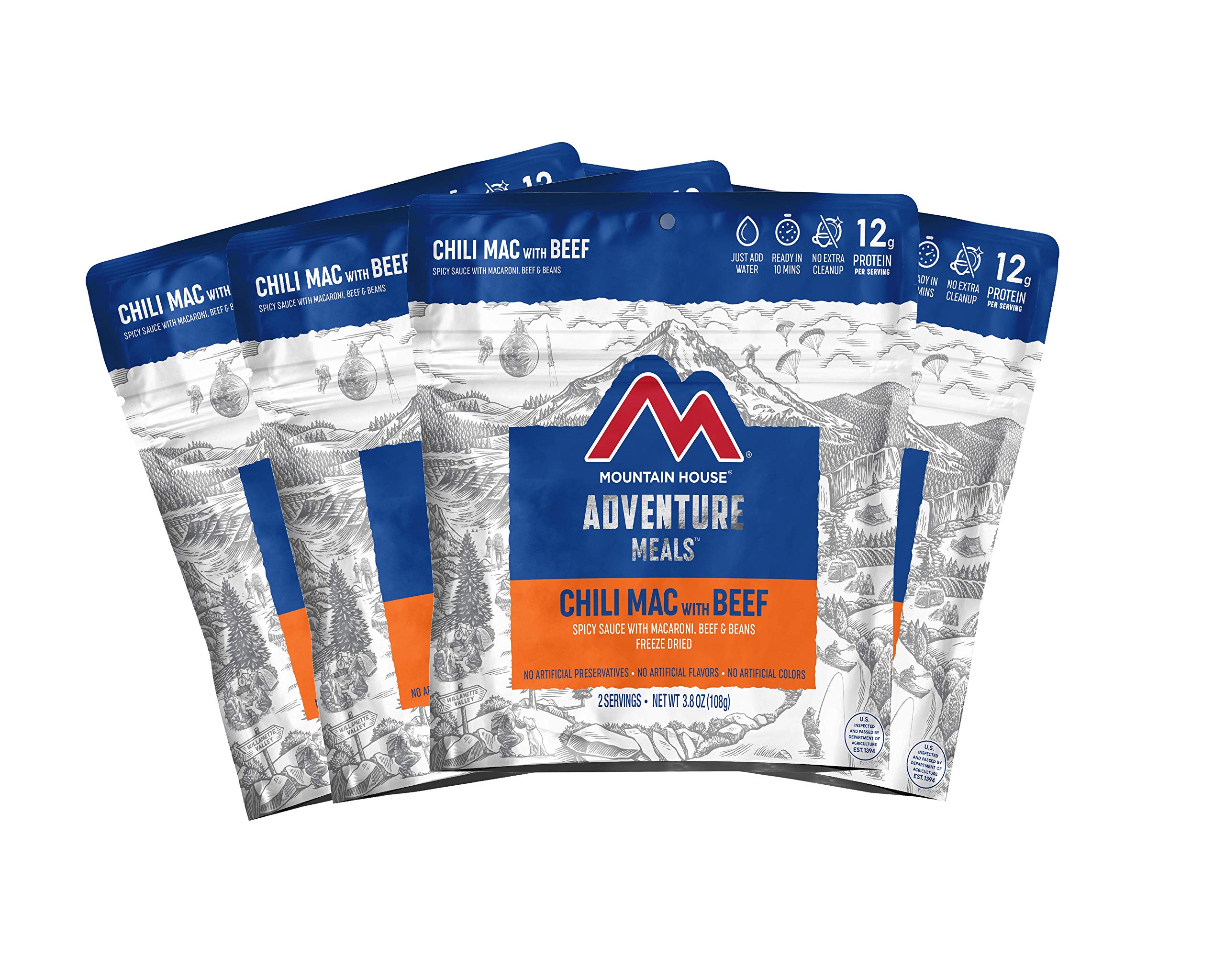 Mountain House Chili Mac with Beef | Freeze Dried Backpacking & Camping Food | 4-Pack