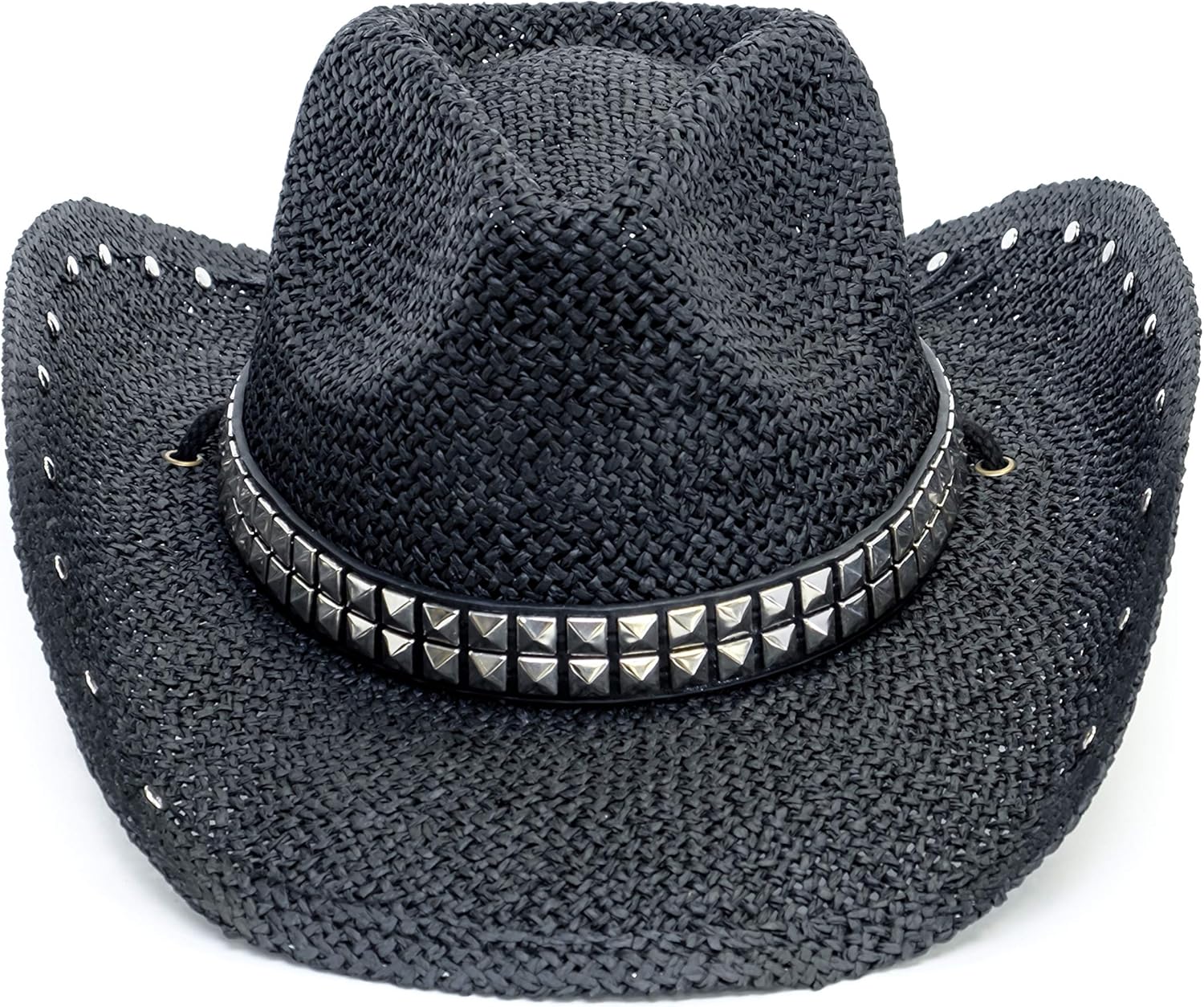 Old Stone Straw Cowboy Cowgirl Hat for Men/Women Unisex Summer Winter Wide Brim Sun Hat Dallas Western Style for Safari Fishing Beach Golf Hiking Multipurpose, Rockstar Black - Image 2