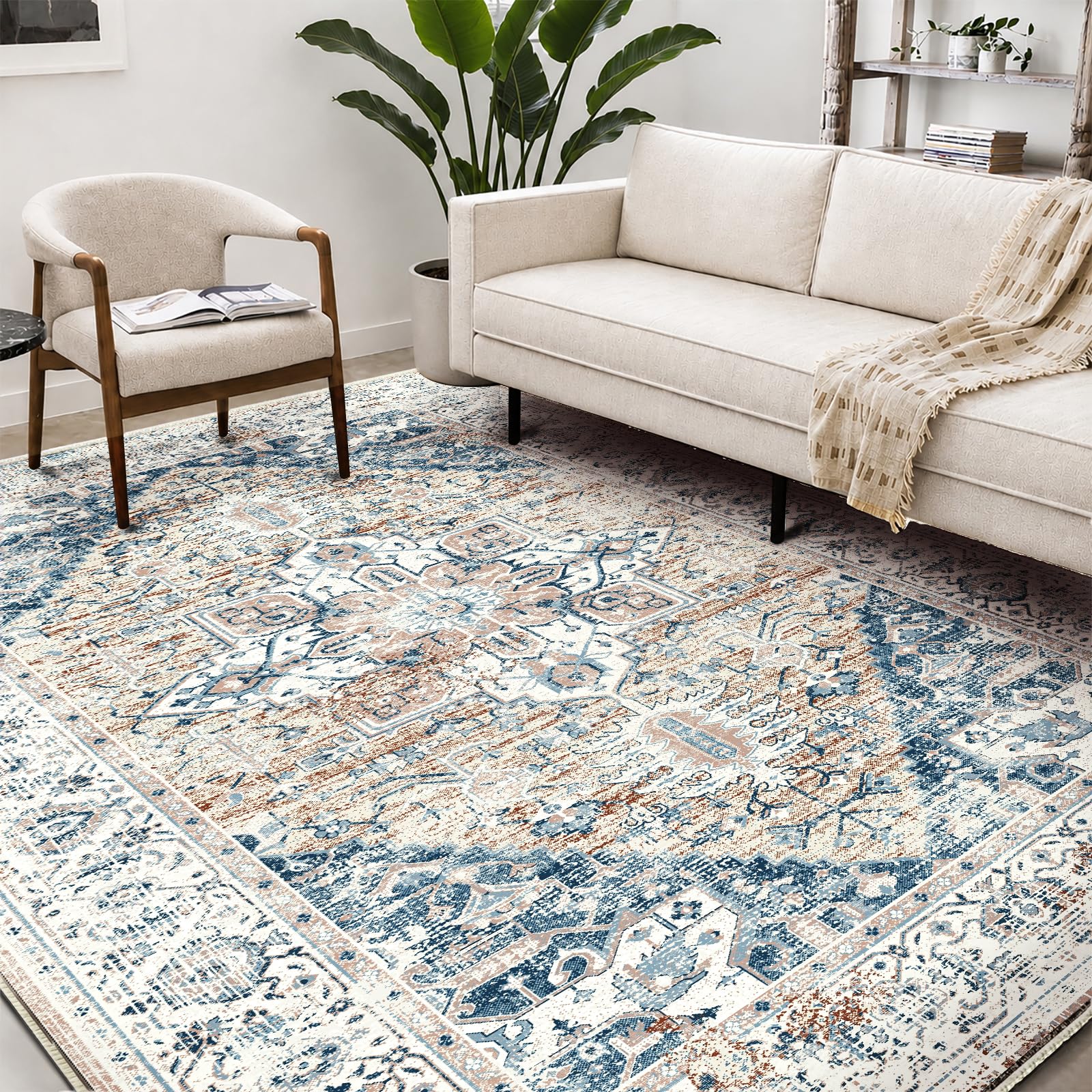 The Best 8x10 Area Rugs in 2026 1 CHAMPLANT Washable Area Rug 8x10 Boho Chic Medallion Distressed Design Non-Shedd — product photo