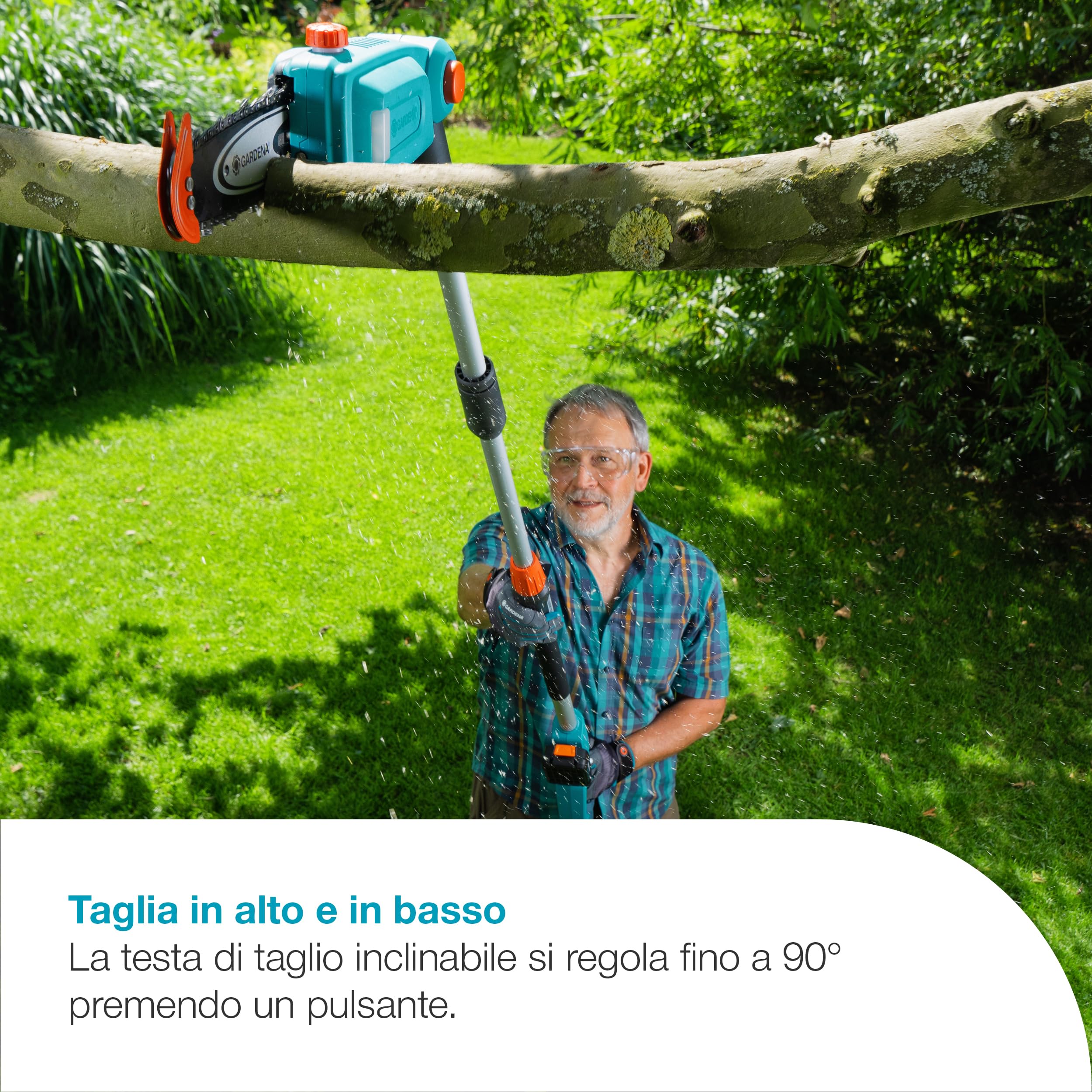 Gardena Tagliasiepi Telescopico A Batteria THS 42/18V P4A Solo: Telescopico, Fino a 4 m di distanza, Blocco di taglio, Testa inclinabile, Senza fili (14770-55) [Classe di efficienza energetica A]