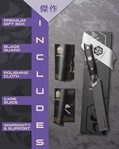 Vista 113 de KESSAKU Nakiri - Cuchillo de 7 pulgadas - Serie Dynasty - Cuchillo asiático para verduras - Cuchillo de cocina afilado - ThyssenKrupp forjado