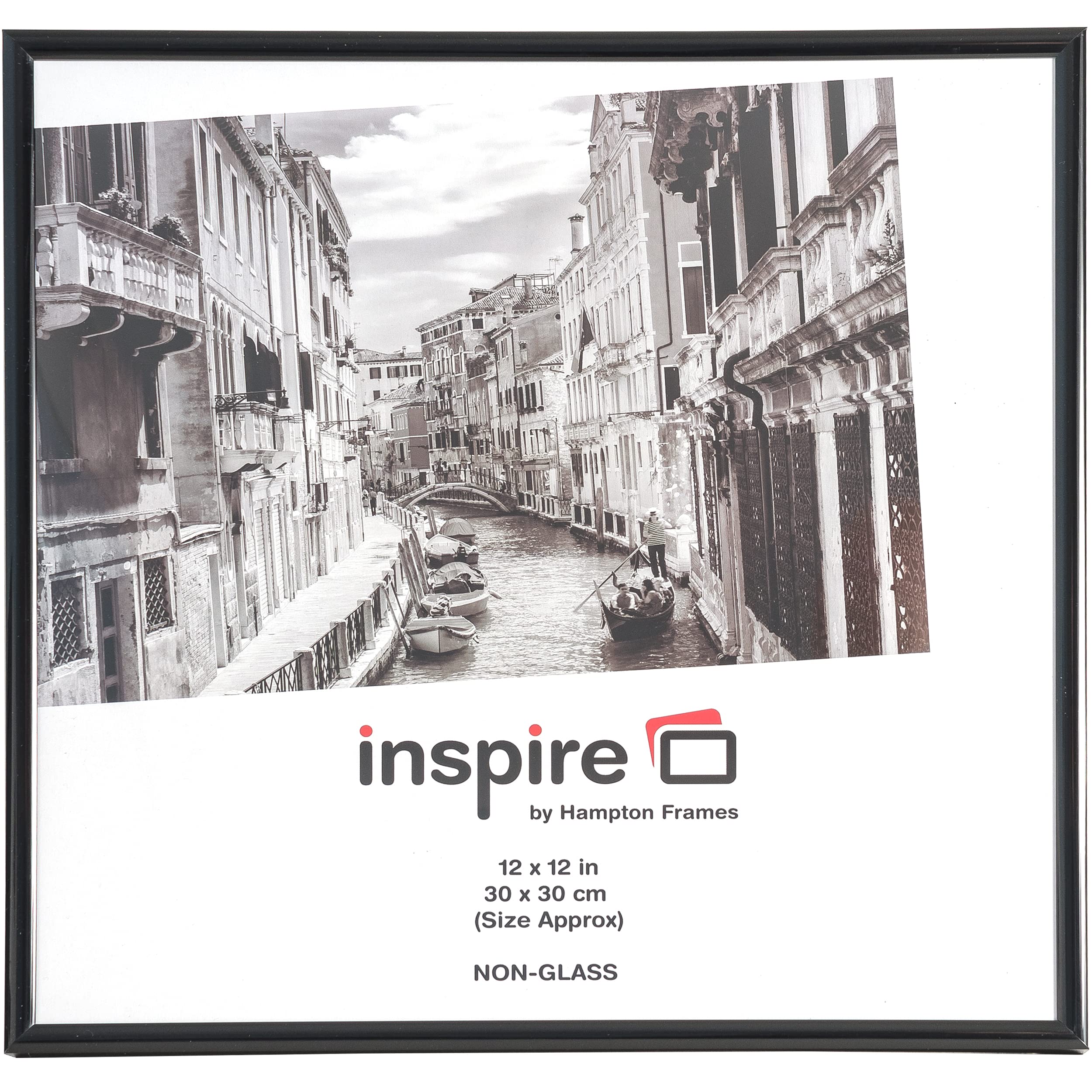 Hampton Frames Black Backloader 12X12 (30X30cm) Picture Poster Photo Certificate Display Frame - 1 Pack Acrylic (Non-Glass) Front Blr1212bkpx-1Pk