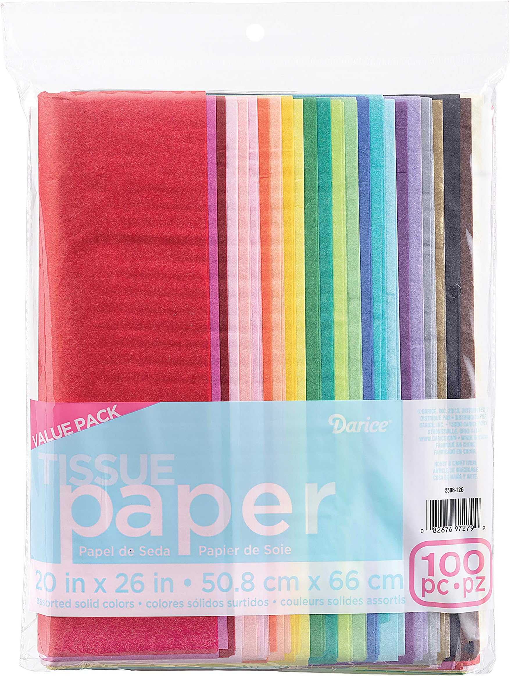 Darice 100-Piece Premium Quality Tissue Gift Wrapping Paper Crafts, Packing and More, 1 Pack, Colors may vary