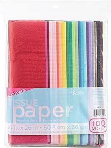 Darice 100-Piece Premium Quality Tissue Gift Wrapping Paper Crafts, Packing and More, 1 Pack, Colors May Vary
