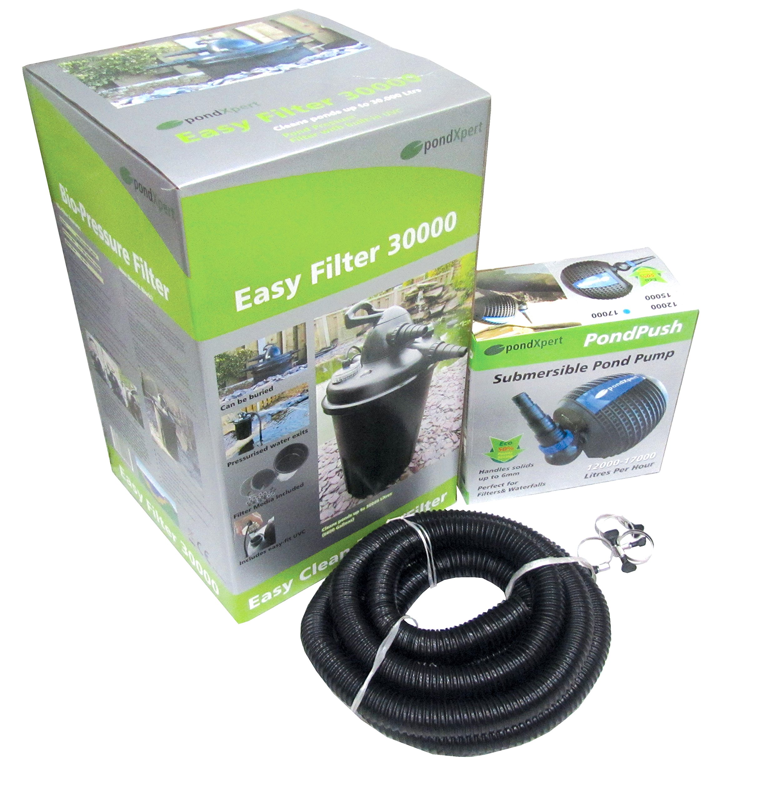PondXpert EasyPond 30000 Pond Filtration System - Includes Pump, Filter, UVC & Hose