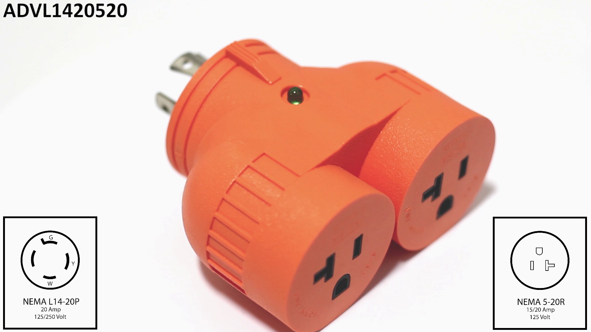 AC WORKS [ADVL1420520] Generator V-DUO Adapter NEMA L14-20P 20Amp