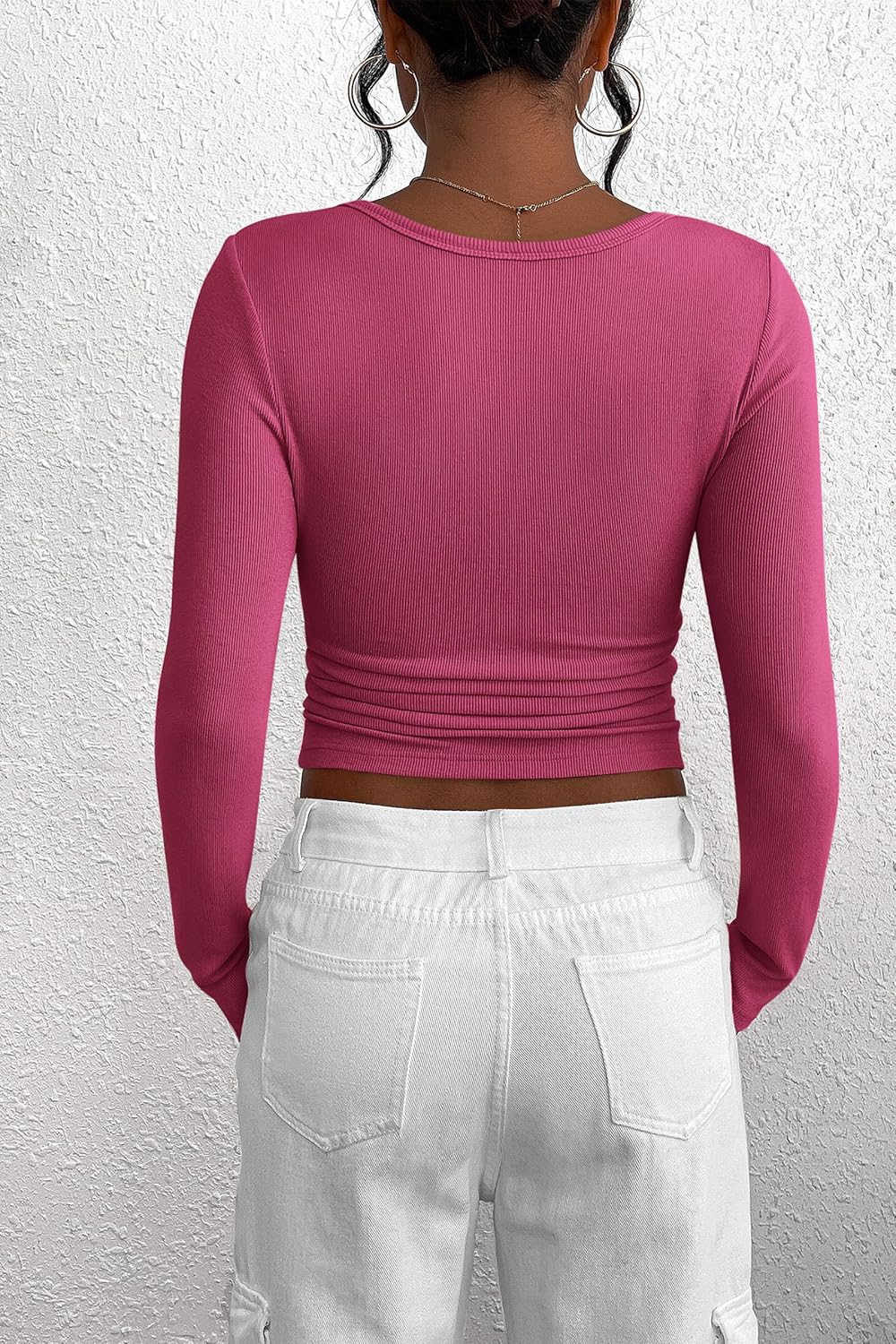 PRETTYGARDEN Women's 2026 Fall Long Sleeve Henley T Shirts Button Ribbed Knit Slim Fit Basic Tops Blouse Casual Outfits - Image 2