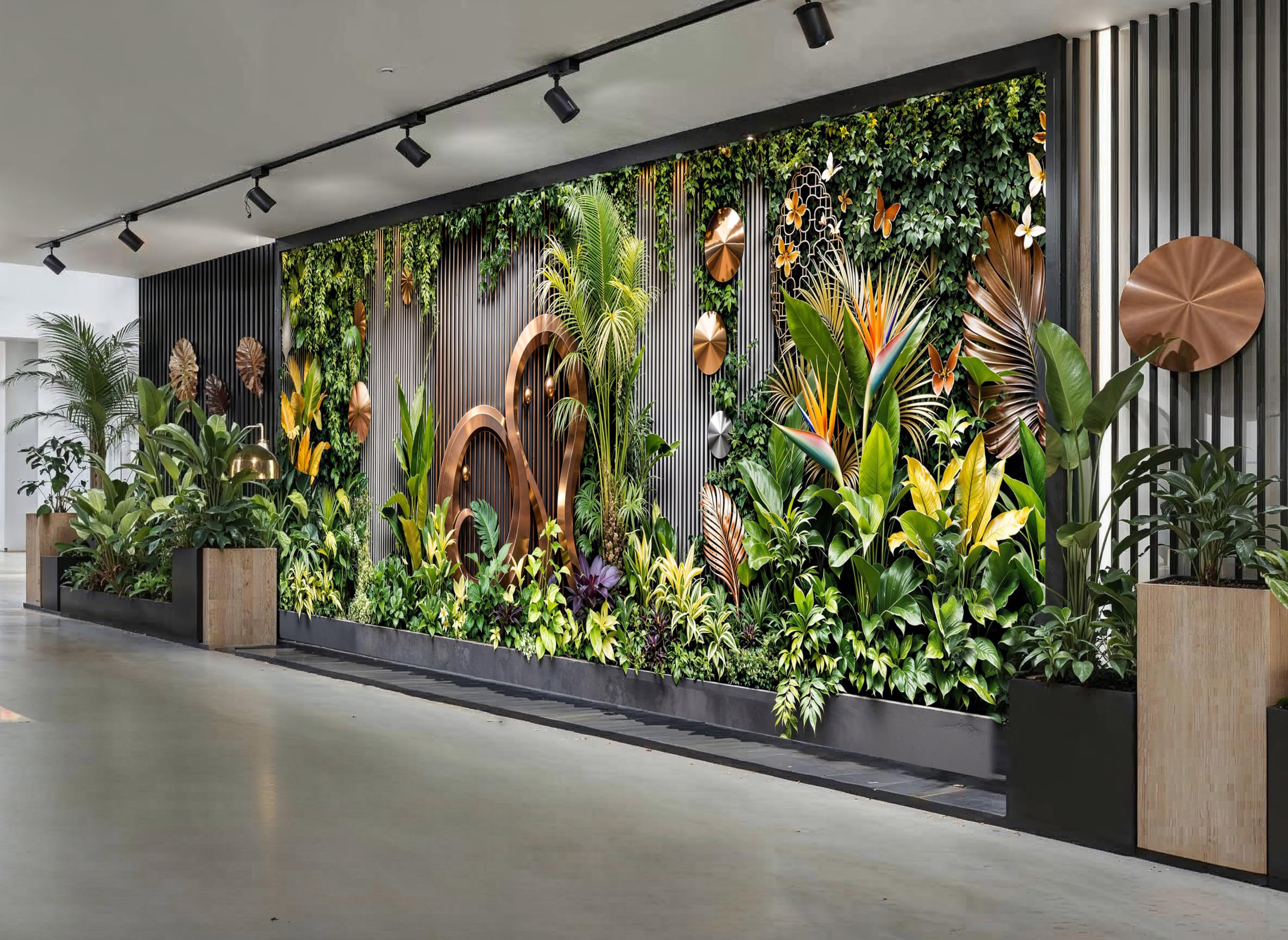 Mural Gardens Modern Tropical Oasis Garden Mural Curtain Waterproof Outdoor Tapestry Vertical Wall Art Botanical Luxury Backdrop W400Cm H180Cm from B&Q