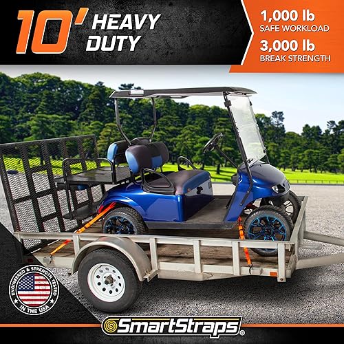 Miniatura 2 de SMARTSTRAPS 240 correas de trinquete naranja de 10 pies, paquete de 2 (CarbonX, 3,000 libras)